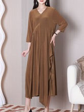 Keep Shine Lockeres A-Linien-Kleid mit V-Ausschnitt