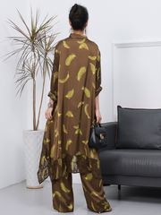 Cardigan pour femme, pantalon à jambes larges, ensemble robe