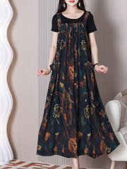 Robe salopette ample à col rond tendance