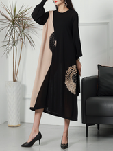 Lässiges Vintage-Party-Kleid mit Rundhalsausschnitt und gestricktem Midikleid