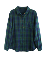 Cardigan Loose Cotton Lining Check Pattern Shirt