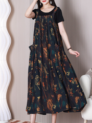 Robe salopette ample à col rond tendance