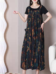 Robe salopette ample à col rond tendance