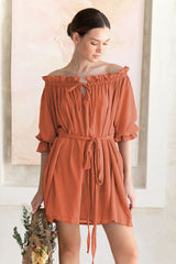 Vacay Off-Shoulder Boho Minikleid