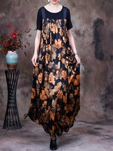 Robe salopette longue plissée à poches imprimée Always Glowing
