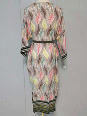Robe longue kimono en polyester multicolore imprimée