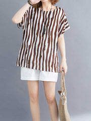 On My Mind striped Cotton Linen T-Shirt Top