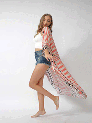 Robe longue kimono en polyester imprimée de différentes couleurs