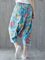 Fermez les yeux Pantalon en jean déchiré imprimé de style ethnique d'hier