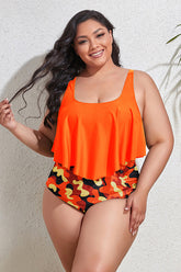 (L-4XL) Bikini-Set mit Blumenmuster und hoher Taille