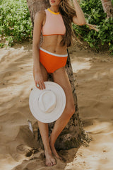 Ensemble de bikini zippé à blocs de couleurs