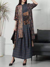 Superbe robe trapèze ample à imprimé boutonné