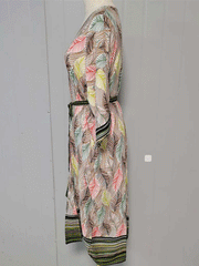 Robe longue kimono en polyester multicolore imprimée