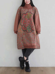 Robe mi-longue à col roulé imprimée Make Your Dreams