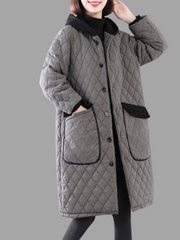 Lockerer Kurzmantel mit Tasche Midi-Länge Knopfmantel für Damen