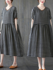 Robe de soirée mi-longue à manches courtes avec poche latérale