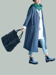 Cardigan mi-long à manches longues pour femme, manteau ample et fin