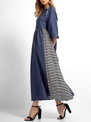Sabrina Stripes Einfarbiges A-Linien-Kleid