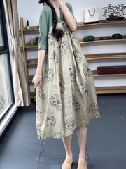 A-Linien-Kleid mit V-Ausschnitt und Retro-Druck