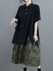 Robe chemise trapèze contrastante de style pendule