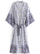 Nachtwäsche Blumendruck Grün Farbe Baumwolle Lange Länge Kleid Kimono Duster