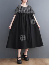 Robe à smocks à manches courtes en coton Wonder