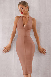 Robe moulante dos nu à bandes