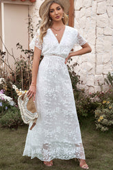 Robe longue en dentelle fleurie Emma Boho
