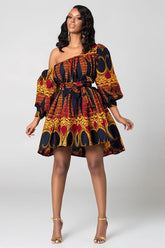 High Waist Boho Print Summer Dress