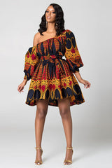 High Waist Boho Print Summer Dress