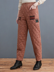 Pantalon sarouel épais et chaud à carreaux en coton