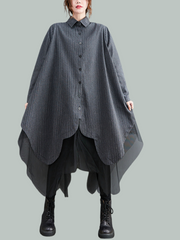 Robe chemise mi-longue à boutons et rayures pour femme, ample, à la mode, automne