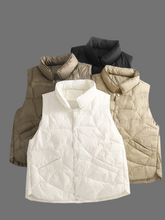 Gilet chaud épais à col montant décontracté, veste légère en duvet, veste courte sans manches en coton rembourré