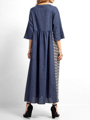 Sabrina Stripes Einfarbiges A-Linien-Kleid