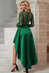 Maxi-Ballkleid aus Satin mit floraler Spitze