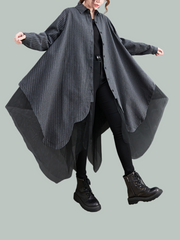 Robe chemise mi-longue à boutons et rayures pour femme, ample, à la mode, automne