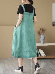 Pause The Moment – Latzkleid aus Denim mit Rundhalsausschnitt