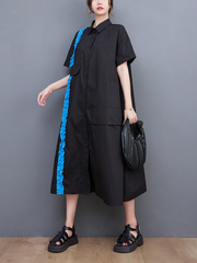 Robe mi-longue légère à manches courtes avec poches