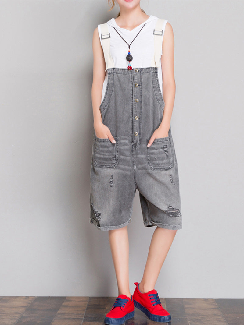 The Meaning Of Simplicity Ripped Romper Overall Dungarees