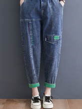 Pantalon en denim décontracté de style occidental ample à taille haute