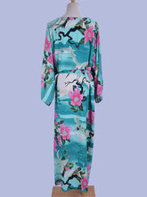 Robe de plage longue kimono à imprimé floral de couleur verte en rayonne