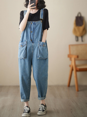 Salopette taille haute en denim bleu Wallflowers