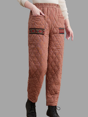Pantalon sarouel épais et chaud à carreaux en coton