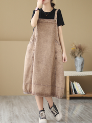 Pause The Moment – Latzkleid aus Denim mit Rundhalsausschnitt