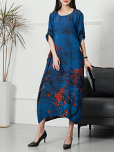 Rundhals-Midikleid aus ethischer Seide für die Freizeit