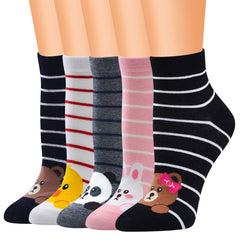 Chaussettes à motifs en coton pour femmes (5 paires)
