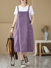 Pause The Moment – Latzkleid aus Denim mit Rundhalsausschnitt