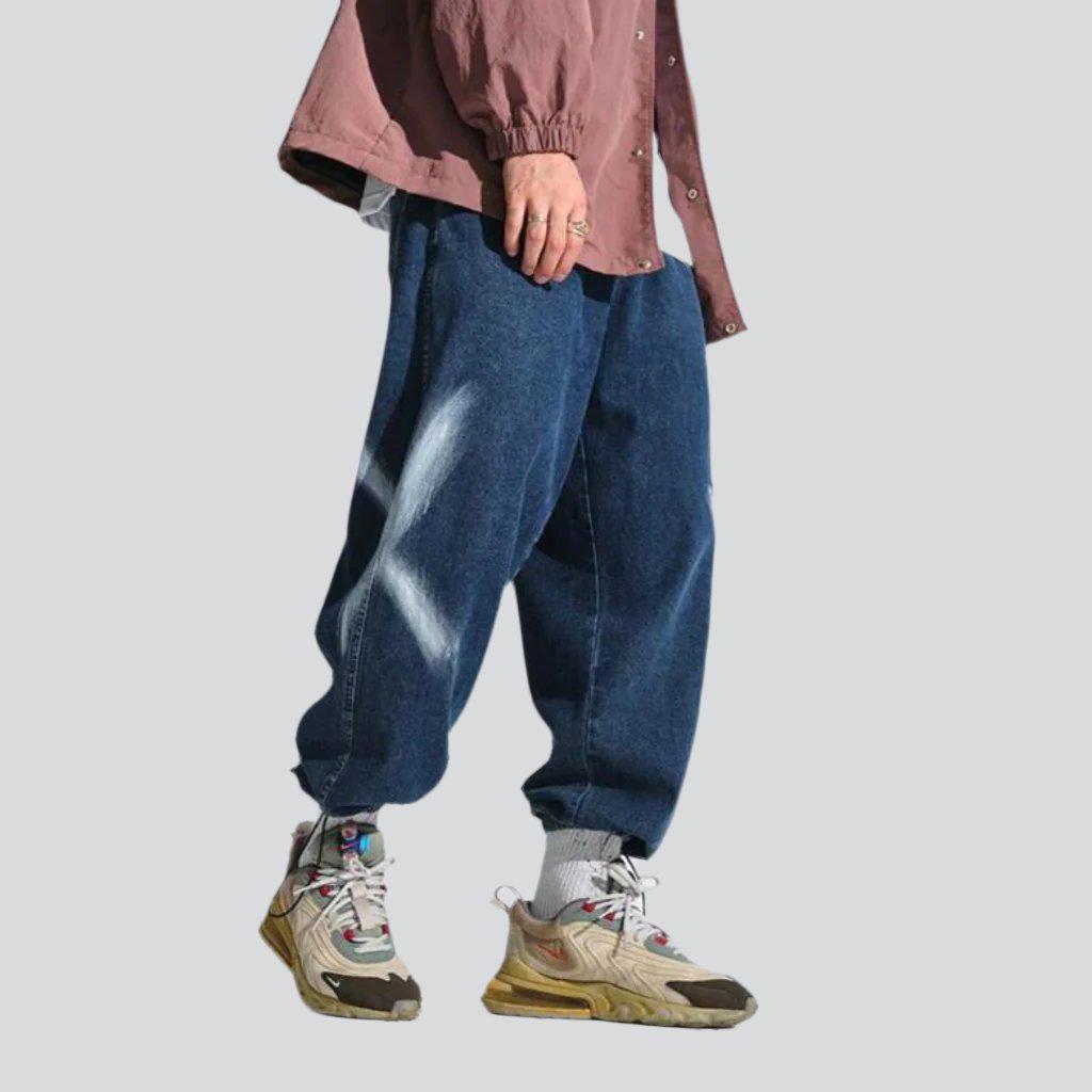 X-side print baggy men's jeans