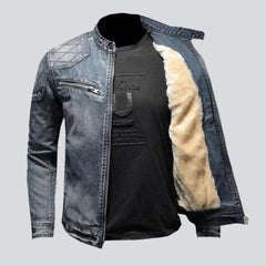 Veste en jean motard vintage d'hiver