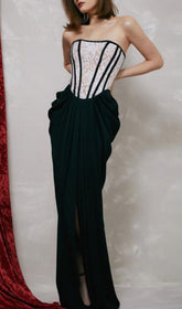 Bandeau-Kleid mit Spitzenstickerei in Schwarz